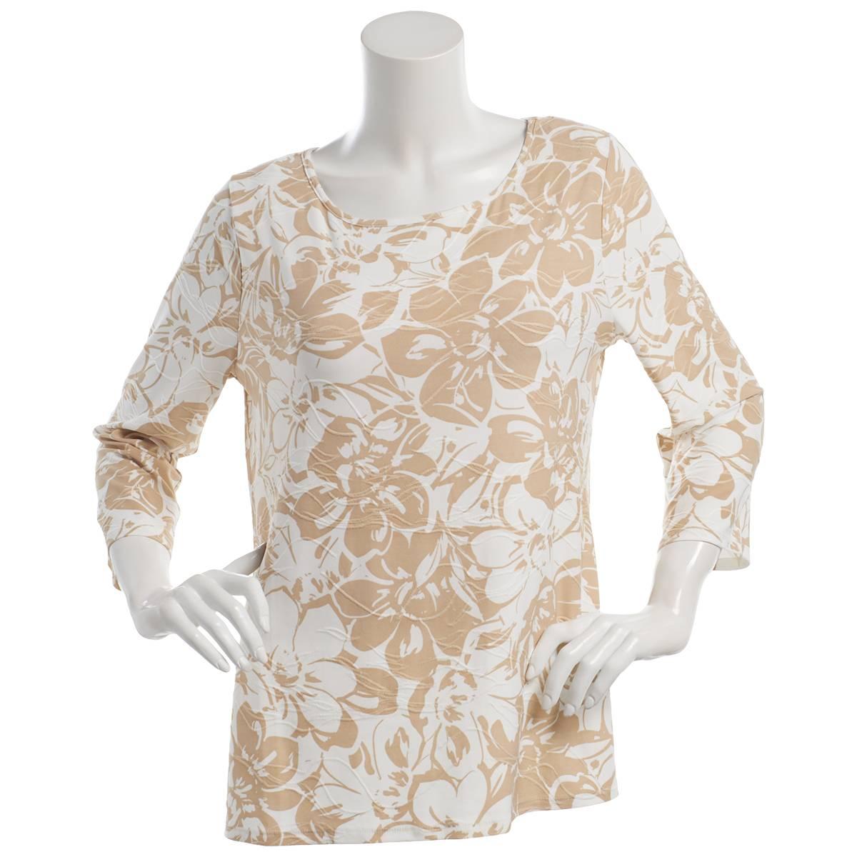 Womens Emily Daniels 3/4 Sleeve Floral Jacquard Tunic Blouse