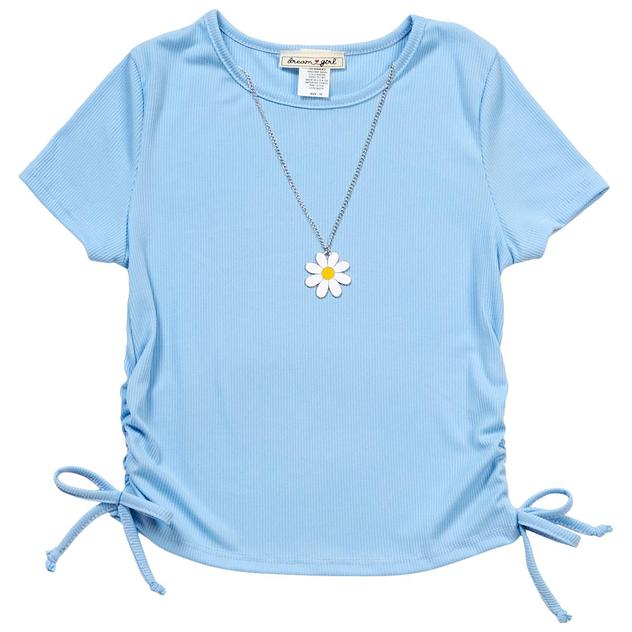Girls (7-12) Dream Girl Side Cinch Tee w/ Daisy Necklace