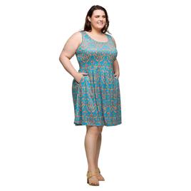 Plus Size 24/7 Comfort Apparel Sky Blue Sleeveless Pocket Dress