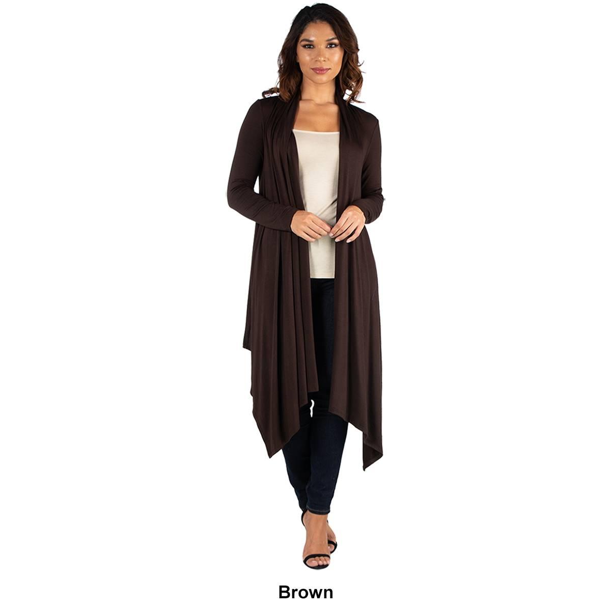 Womens 24/7 Comfort Apparel Extra Long Open Front Cardigan