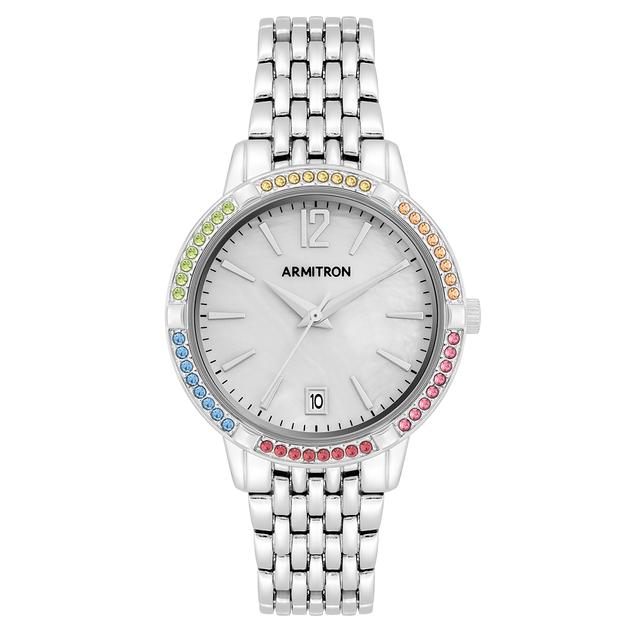 Womens Armitron Silver-Tone Mother of Pearl Watch - 75-5887MPSR