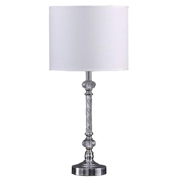 HomeRoots 19in. Silver Metal and Faux Crystal Table Lamp