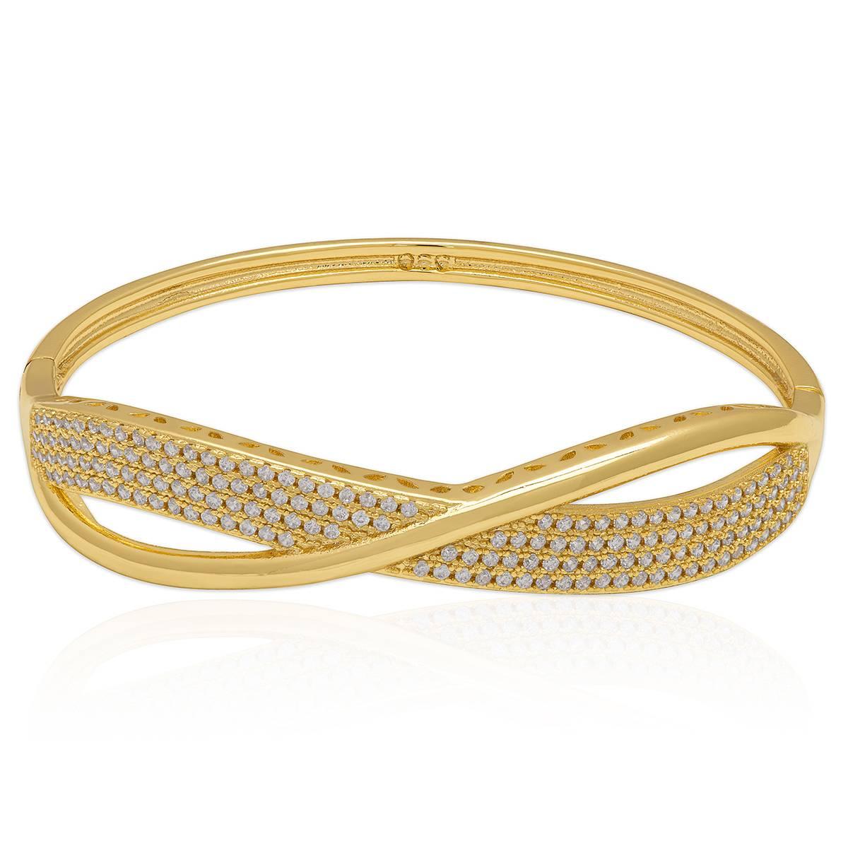 14kt. Gold Plated CZ Infinity Bangle Bracelet
