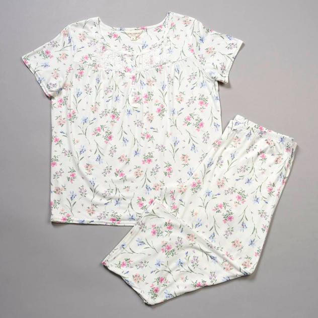 Womens Laura Ashley® Short Sleeve Floral Capris Pajama Set