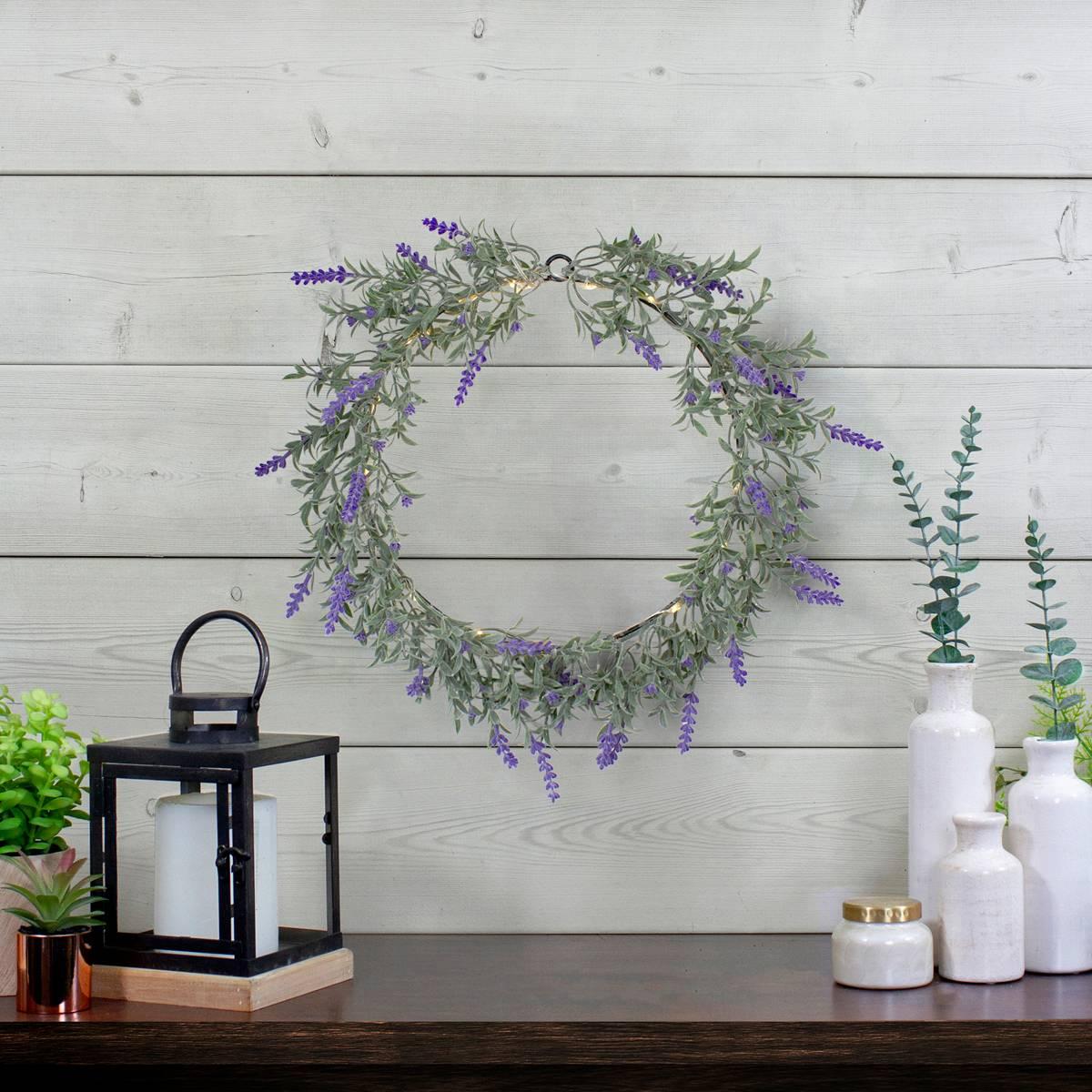 Northlight Seasonal Pre-Lit Battery Operated Lavender Wreath