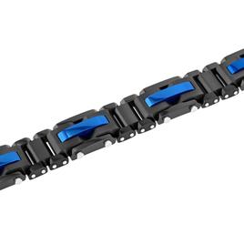 Mens Gentlemen's Classics™ Black & Blue Ion Plated Link Bracelet