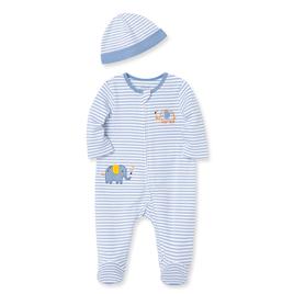 Baby Boy (NB-9M) Little Me Starry Elephant Footie Pajamas & Hat