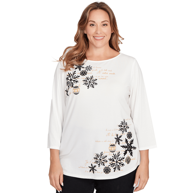 Plus Size Ruby Rd. Must Haves II Snowflake Script Tee