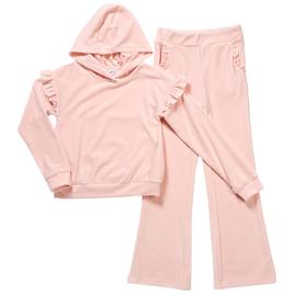 Girls (4-6x) 90 Degree(R) by Reflex Velour Hoodie & Flare Pants Set