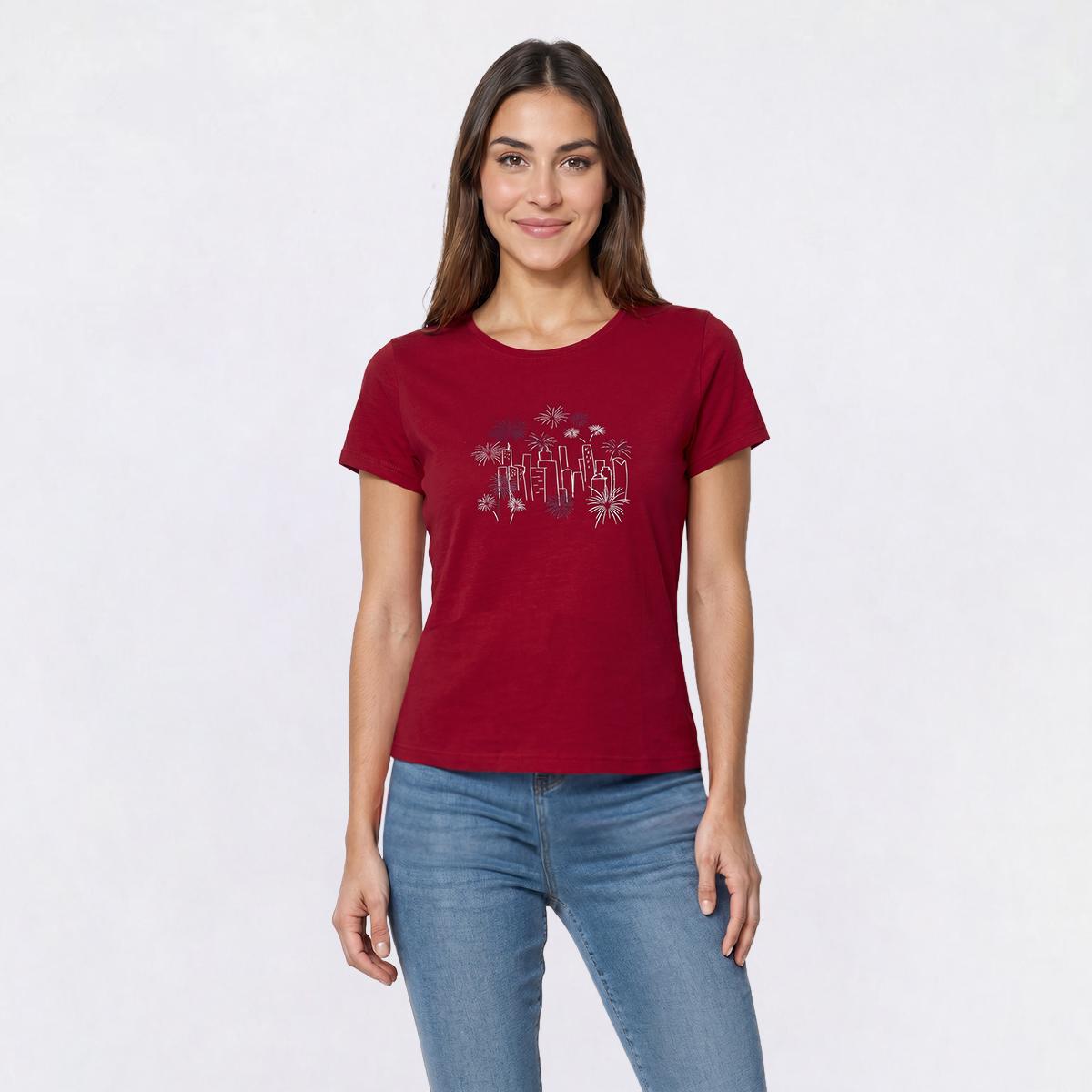 Petite Architect(R) Short Sleeve City Fireworks Slub Tee