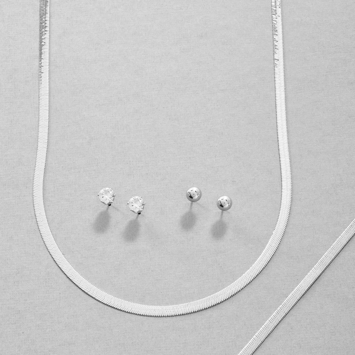 Design Collection Silver-Tone Necklace/Bracelet/Earring Set