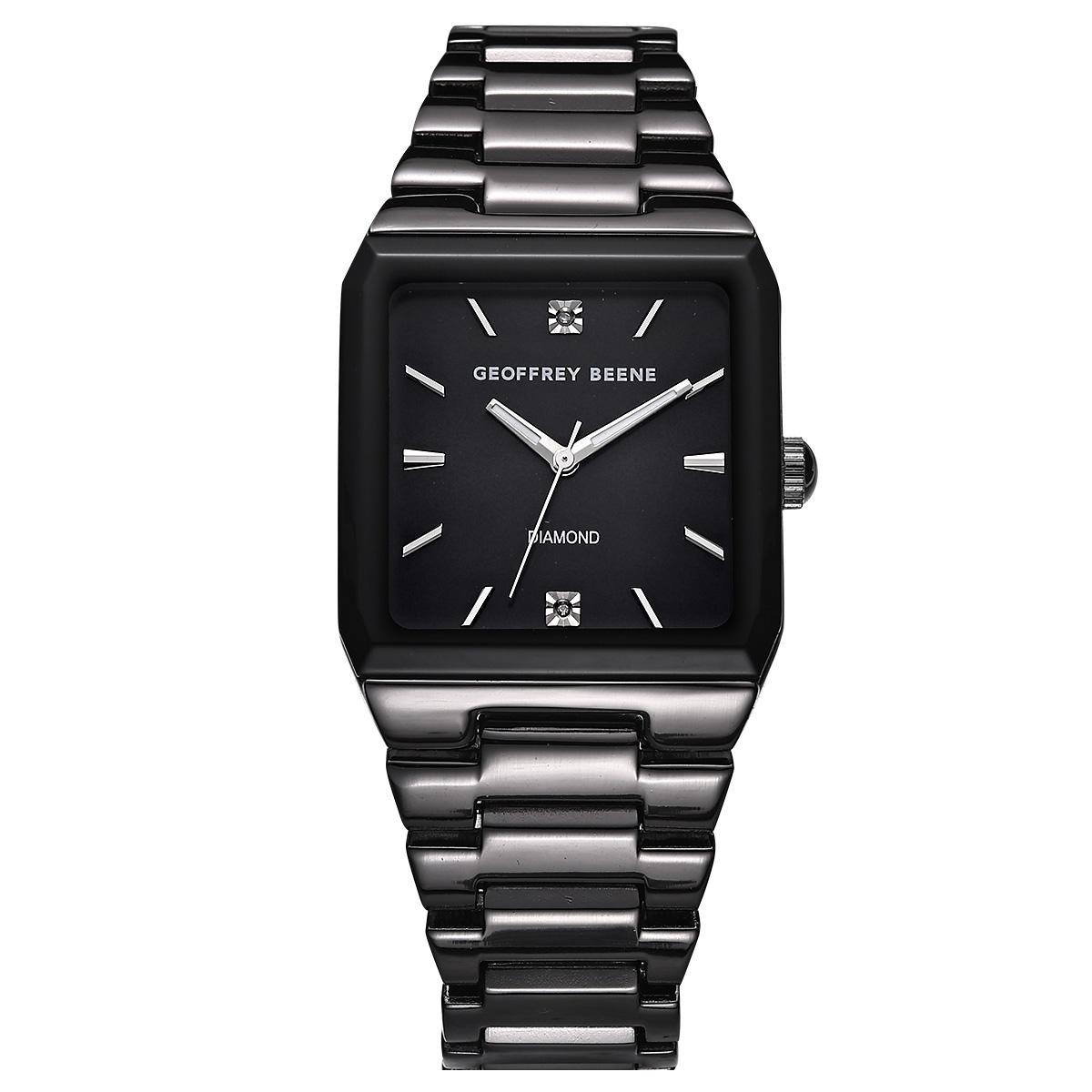 Mens Geoffrey Beene(R) Gunmetal-Tone Black Dial Watch - GBA0043GU
