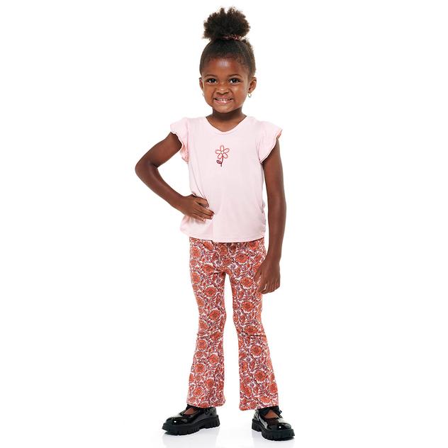 Toddler Girl BTween® Ruffle Cuff Top & Sunflower Flare Pants Set