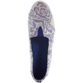 Womens Ashley Blue Canvas Floral Slip On Flats