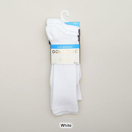 Womens Gold Toe® 3pk. Non-Binding Ribbed Crew Socks