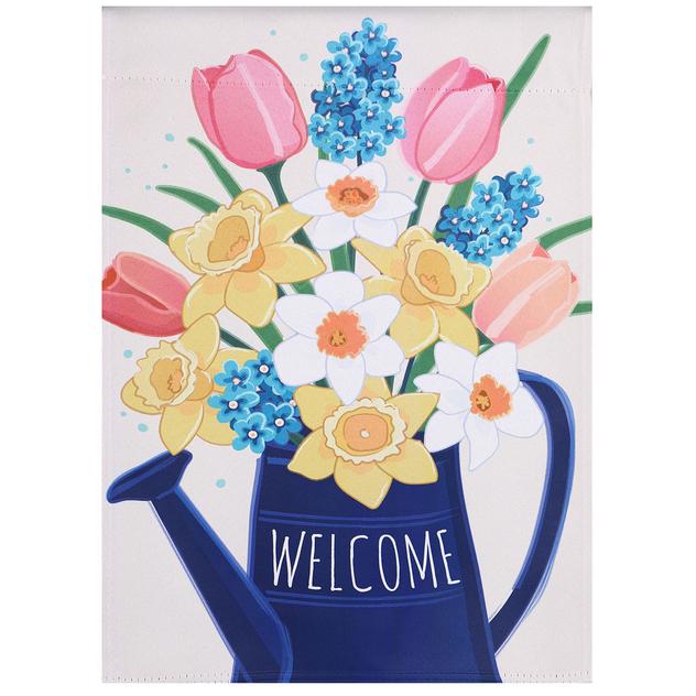 Meadow Creek Welcome Flower Water Can Garden Flag