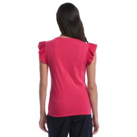 Petite Rafaella® Ruffle Cap Sleeve Solid Blouse