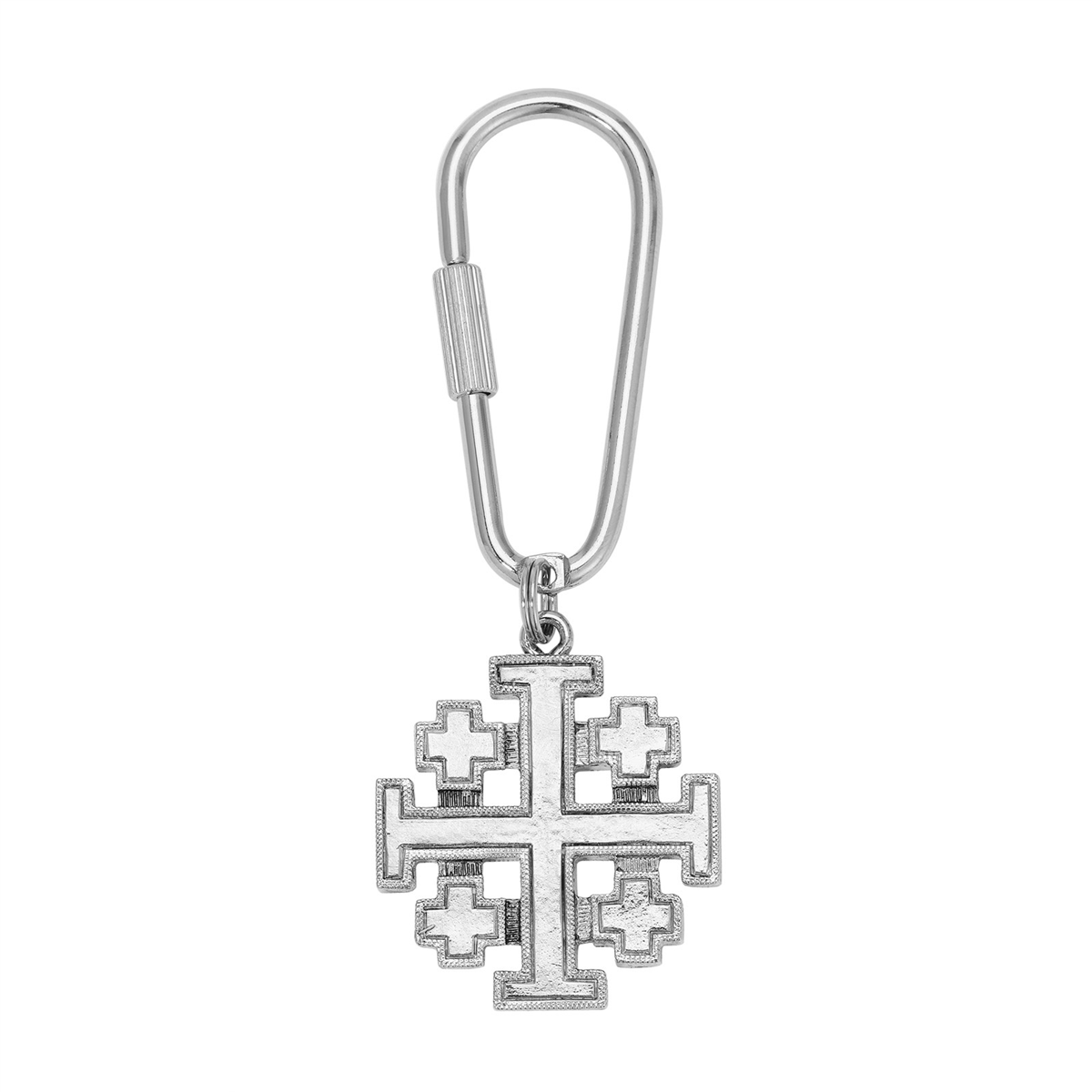 Symbols of Faith Silver Tone Jerusalem Cross Key Chain