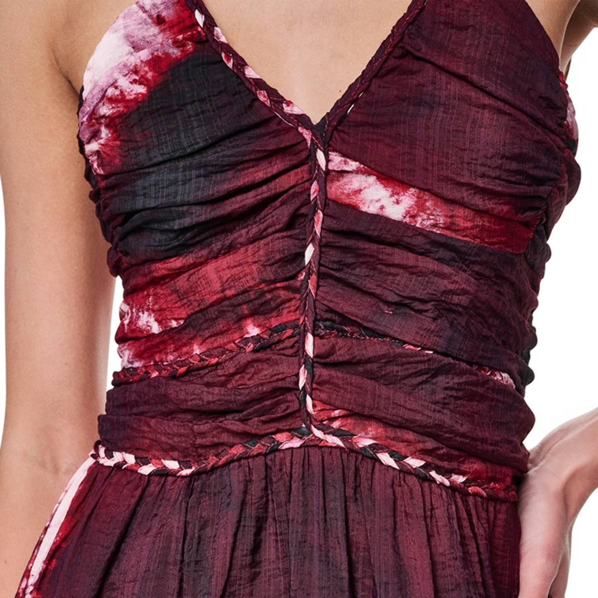 Womens DKNY Sleeveless V Neck Firework Tie Dye Midi Dress
