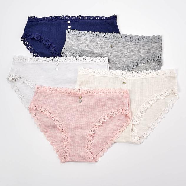 Womens Laura Ashley® 5pk. Micro Ribbed Bikini Panties LS6381-5PKH
