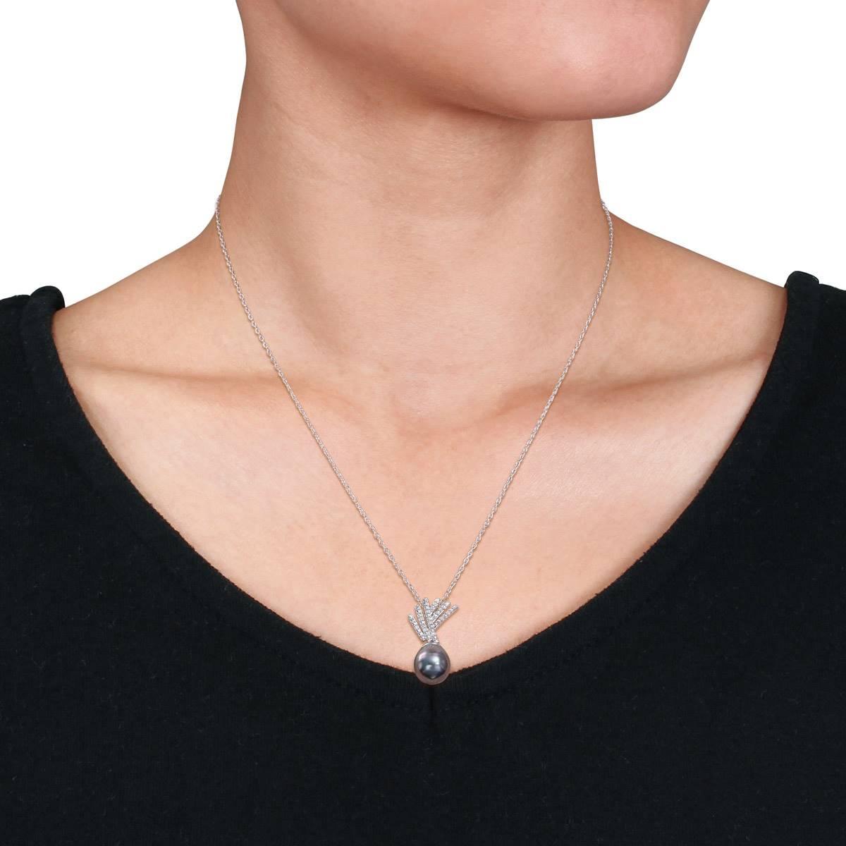 Gemstone Classics™ Tahitian Pearl & Diamond Drop Pendant