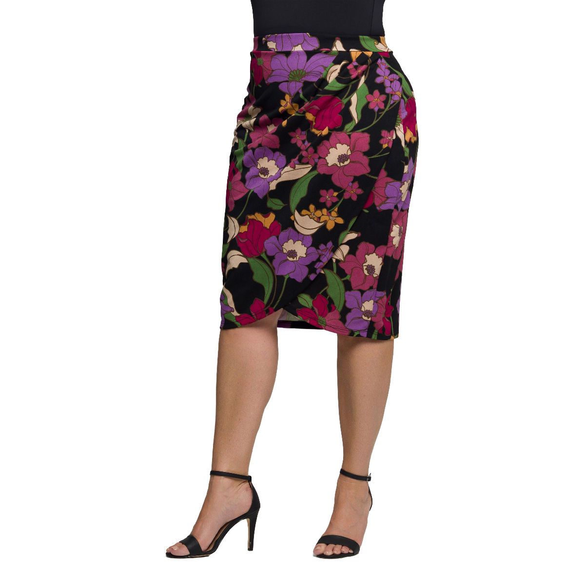 Plus Size 24/7 Comfort Apparel Floral Pencil Skirt