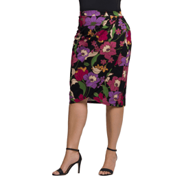 Plus Size 24/7 Comfort Apparel Floral Pencil Skirt