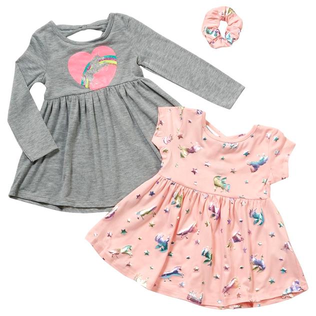 Toddler Girl Freestyle Revolution 2pk. Rainbow Unicorn Dresses
