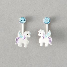 Kids Sterling Silver Front & Back Unicorn Dangle Earrings