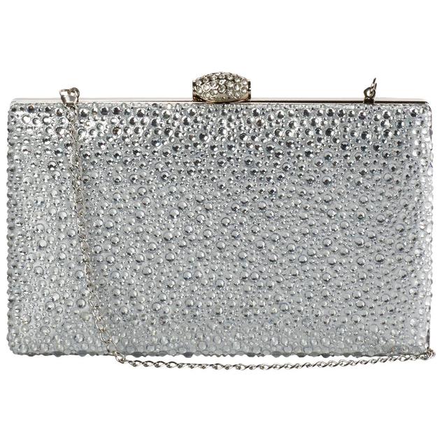 D'Margeaux Square Crystal Clutch With Chain