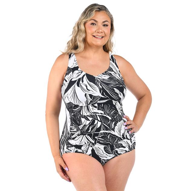 Plus Size Maxine Night Tropics Side Shirred One Piece Swimsuit