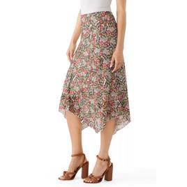 Juniors A. Byer Floral Mesh Shark Bite Midi Skirt