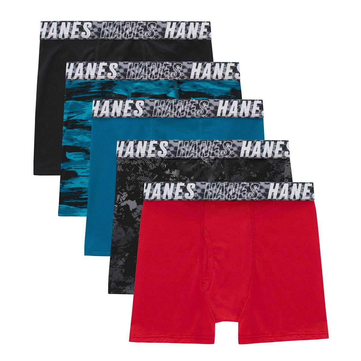 Boys Hanes® 5pk. Moves Breathable Boxer Briefs - Blue/Black