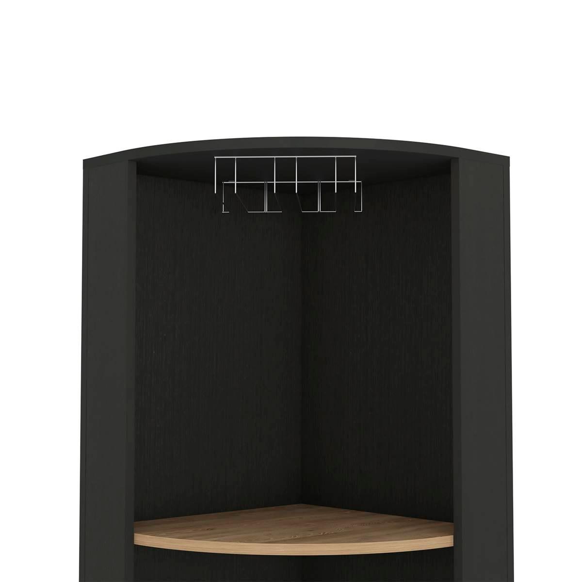 FM FURNITURE Leah Black Corner Bar Cabinet