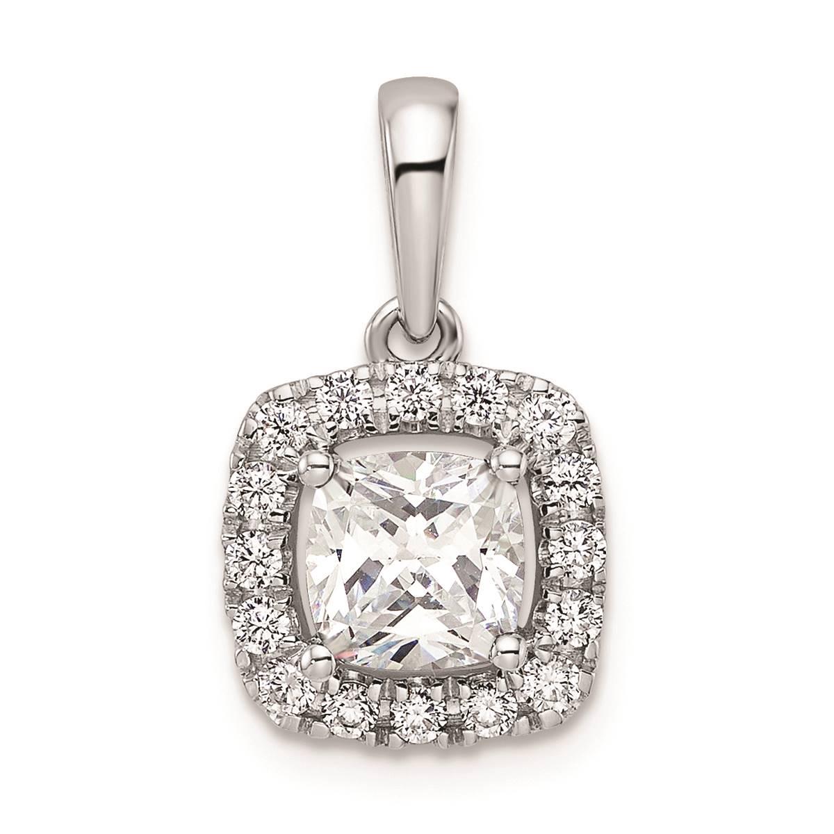 Pure Fire 14kt. White Gold White Sapphire Halo Pendant