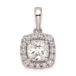 Pure Fire 14kt. White Gold White Sapphire Halo Pendant