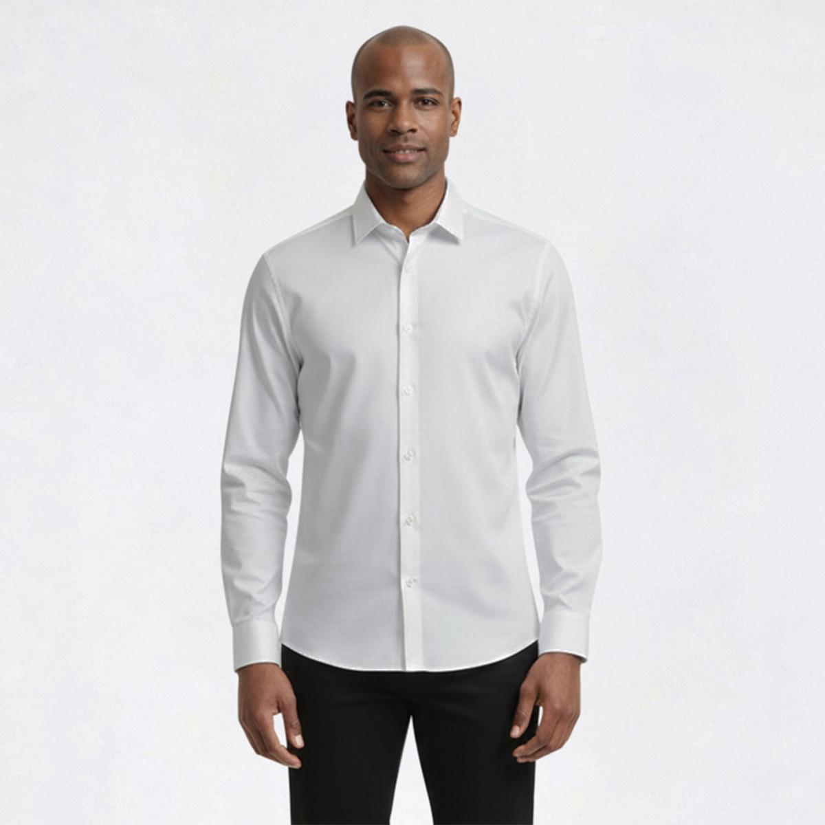 Mens Bill Blass Textured Stripe Modern Fit Dress Shirt - White