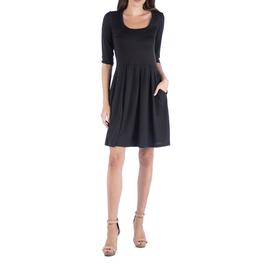 Womens 24/7 Comfort Apparel 3/4 Sleeve Fit & Flare Mini Dress