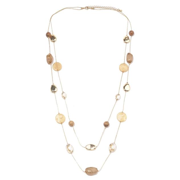 Ashley Cooper™ 2-Row Brown & Metal Bead Long Necklace