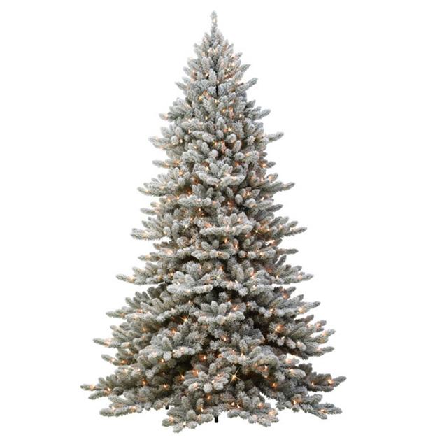 Puleo International 7.5ft. Flocked Fir Artificial Christmas Tree