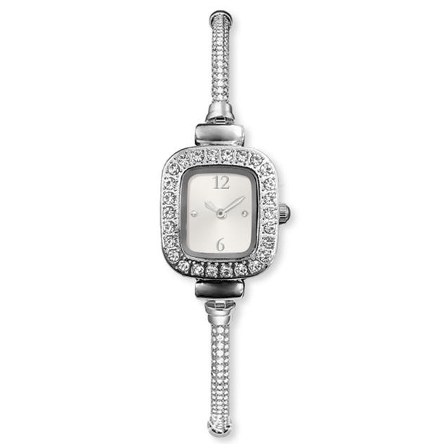 Womens Shiny Silver Metal Bracelet Analog Watch - 15062S-07-B28