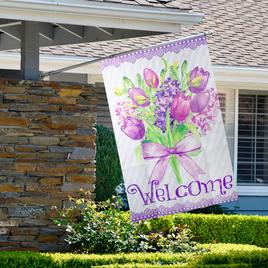 Northlight 28in Welcome Floral Bouquet Outdoor House Flag