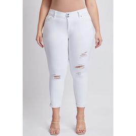 Juniors Plus YMI(R) Wanna Betta Butt Mid-Rise Ripped Cuffed Jeans
