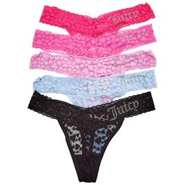 Womens Juicy Couture 5pk Heart Lace Thong Panties JC5422-5PKH