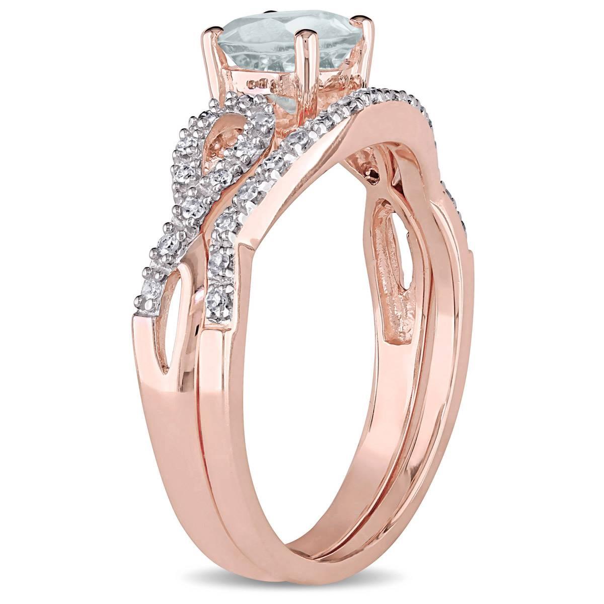 Gemstone Classics™ 10kt. Rose Gold Aquamarine & Diamond Ring