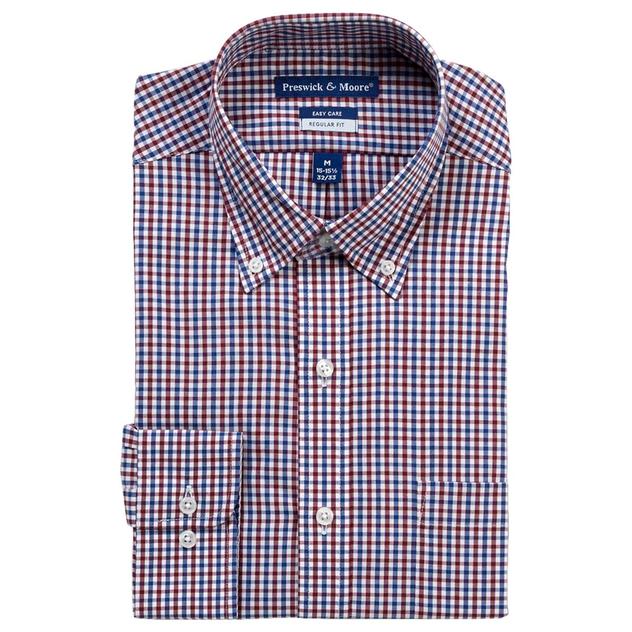 Mens Preswick & Moore® Regular Fit Stretch Dress Shirt - Blue/Red