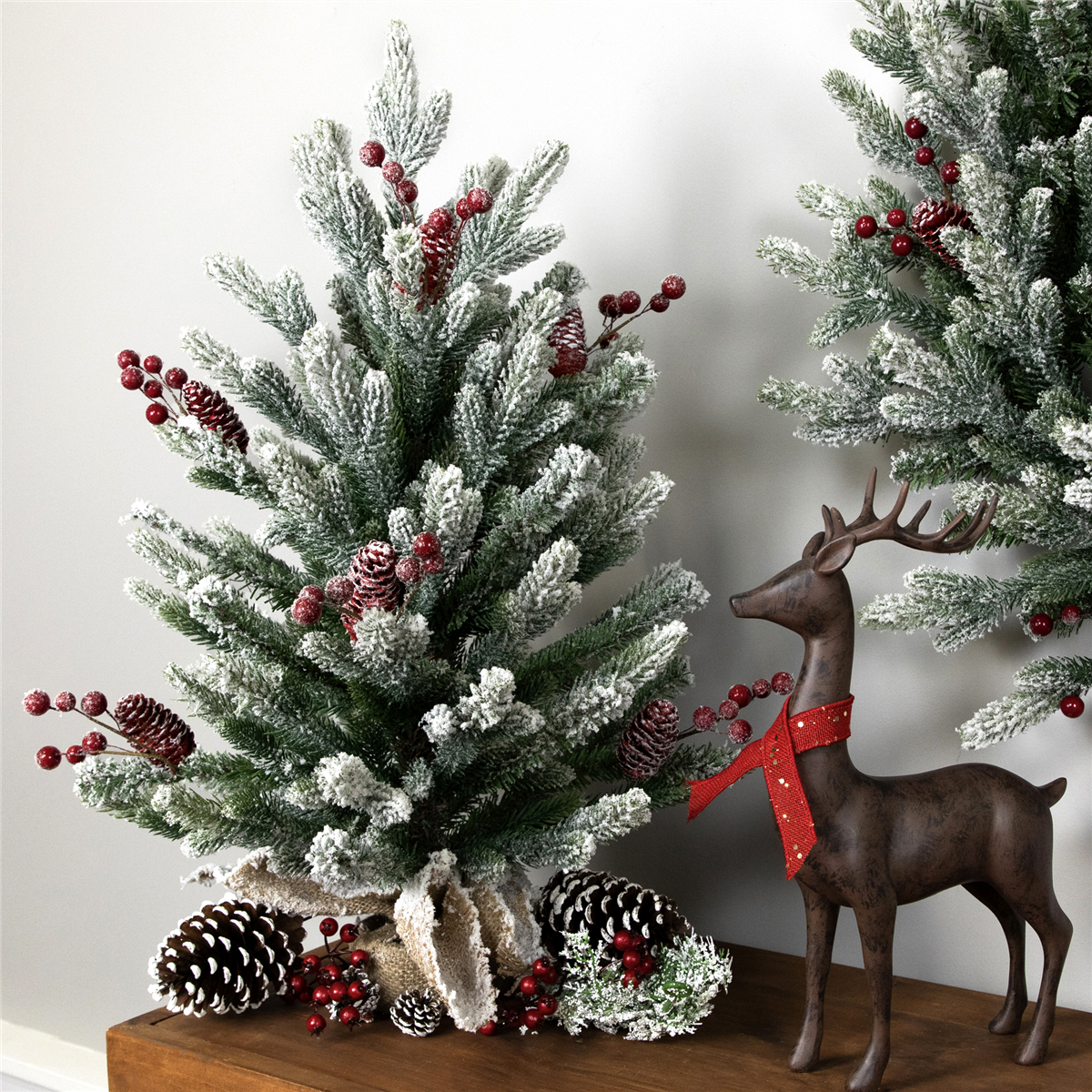 Northlight Real Touch(tm) 25in. Potted Flocked Fir Christmas Tree