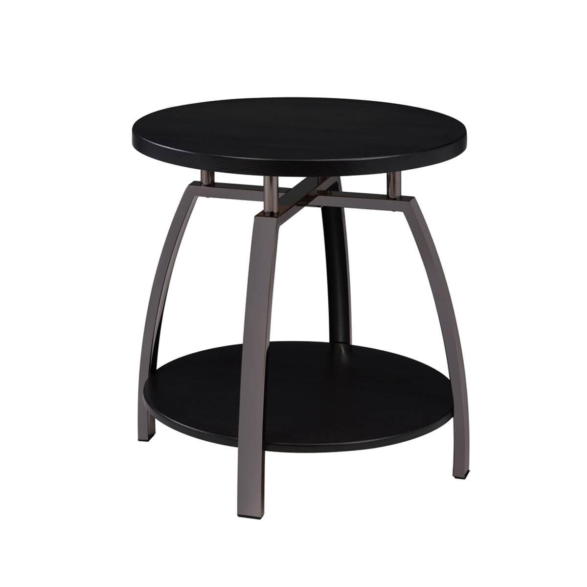 Coaster Round End Table - Dark Grey & Black Nickel