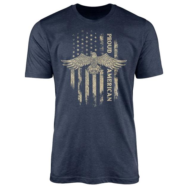Mens Proud American Short Sleeve Graphic T-Shirt - Heather Navy