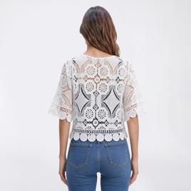 Womens Rabbit Rabbit Rabbit Elbow Sleeve Diamond Lace Shrug